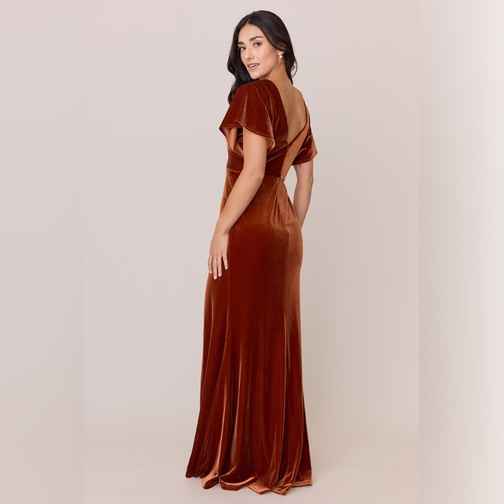 Revelry Gwen Velvet Flutter Sleeve Midi Dress - Picture 3 of 11